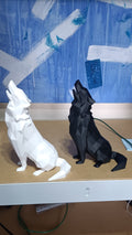 Low-Poly Howling Wolf Statues