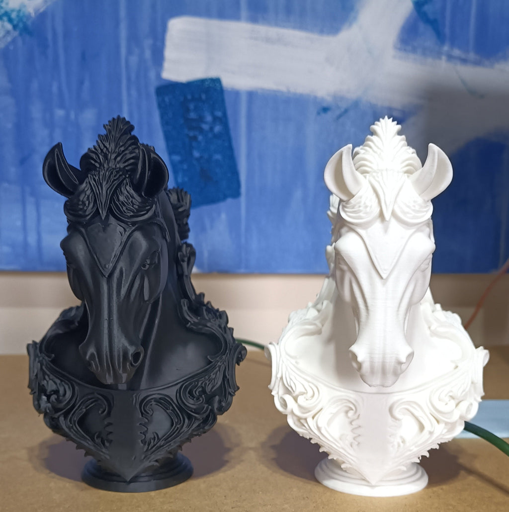 Baroque Horse Bust Statues — Black & White